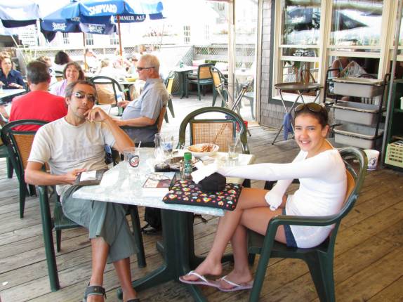 Almoçando em Camden, no litoral do Maine, nos Estados Unidos